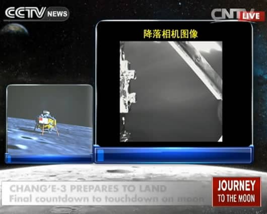 La sonda espacial Chang'e-3 se posó el sábado en la Luna. Foto: captura