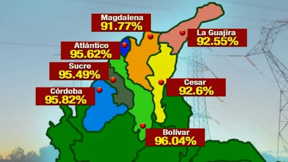 Mapa del recaudo de Electricaribe.