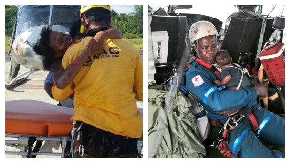 La mujer de 18 años y su bebé de ocho meses reciben atención médica en Quibdó, Chocó. Foto: @FuerzaAereaCol.