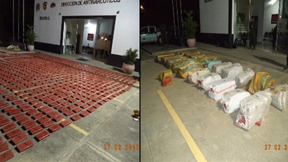 La localización del cargamento de droga fue posible gracias a la colaboración ciudadana. Foto: Dirección de Antinarcóticos de la Policía Nacional.