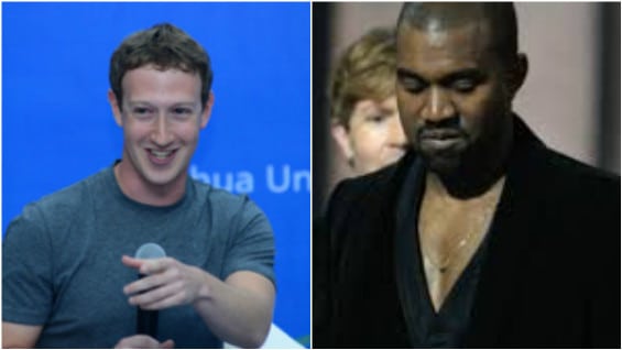 Mark Zuckerberg y Kanye West. Foto: Archivo.