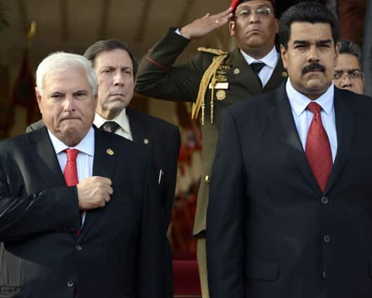 Ricado Martinelli, presidente de Panamá, y Nicolás Maduro, presidente de Venezuela. Foto: AFP
