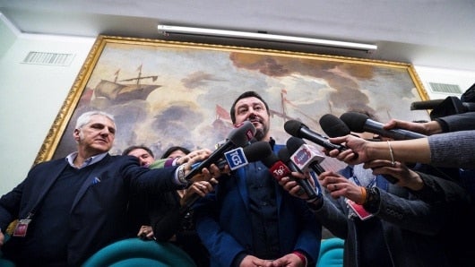 FOTO: Matteo Salvini durante una rueda de prensa en Roma, 11 de febrero