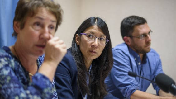 Rueda de prensa de los líderes de MSF. Foto: AFP