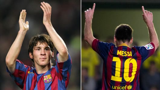 Lionel Messi se convirtió en el 10 emblema del F.C Barcelona. Foto: AFP.