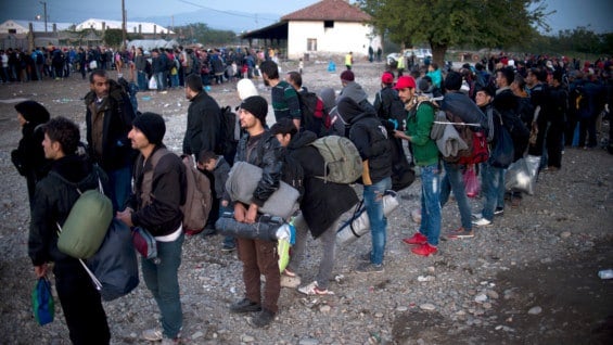 Migrantes en Macedonia. Foto: AFP