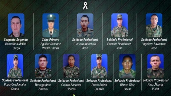 Militares fallecidos durante el ataque de las Farc. Foto: oficial.