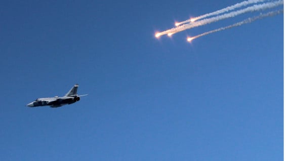 Demostración de aviones rusos en Crimea. Foto: AFP