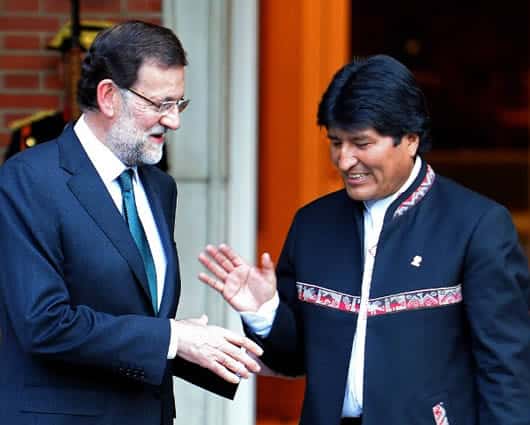 Evo Morales, presidente de Bolivia y Mariano Rajoy, presidente del gobierno español. Foto:A FP