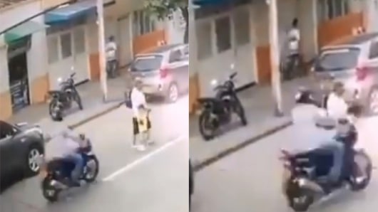 FOTO: Motociclista atropelló a una abuela y su nieto y se escapa