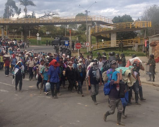 Campesinos del Cauca se movilizan sin que se haya determinado aun cuál será su destino. Foto: Ingrid Johanna Tovar / NoticiasRCN.com