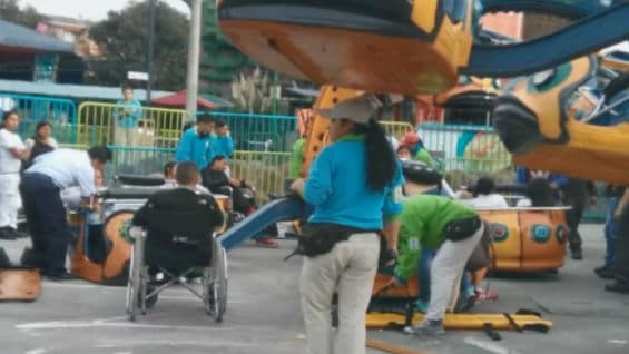 Momento del accidente en Mundo Aventura.