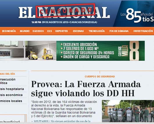 Así abre el portal de noticias del diario en Internet.