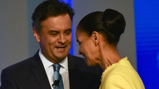 Aécio Neves y Marina Silva. Foto: AFP.