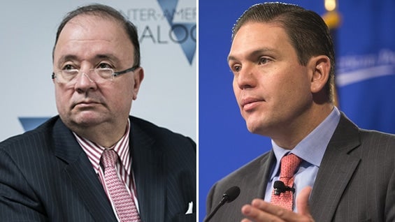 Luis Carlos Villegas y Juan Carlos Pinzón. Foto: AFP