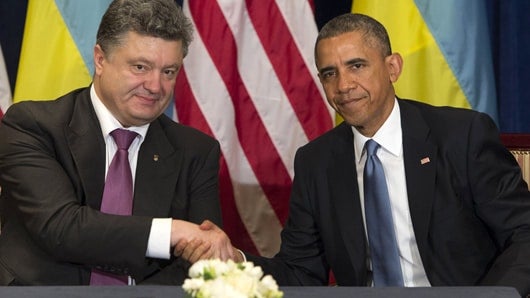 Presidentes de Ucrania y Estados Unidos, Petró Poroshenko y Barack Obama. Foto: AFP. 