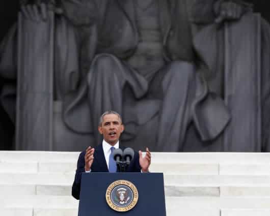 Obama habló desde el monumento donde King hizo su famoso discurso hace 50 años. Foto: AFP