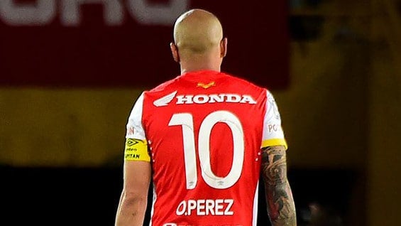 Ómar Pérez, jugador del independiente Santa Fe.