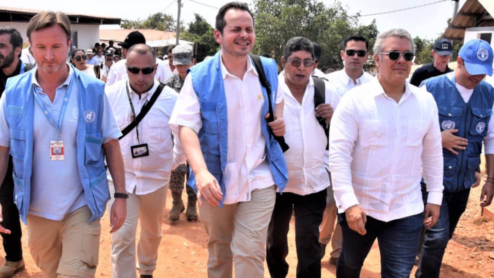 Carlos Ruiz y el presidente Iván Duque. Foto: ONU