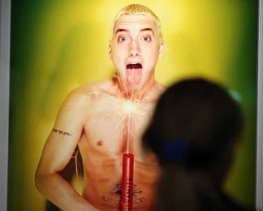 La obra “Eminem: a punto de soplar” hace parte de la exhibición "Masculin/Masculin". Foto:AFP