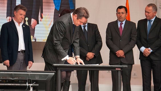 Presidente Santos y el vicepresidente Germán Vargas Lleras. Foto: Vicepresidencia.