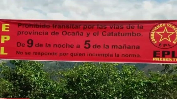 Pancarta en el Catatumbo. Foto: Noticias RCN.