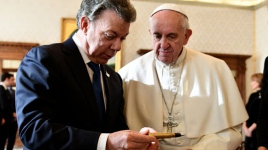 Foto: Juan Manuel Santos y el papa Francisco. Foto: NoticiasRCN.com