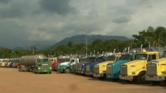 El cese de actividades del sector camionero lleva dos días. Foto Noticias RCN