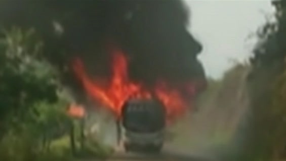 En algunas regiones del departamento hubo quema de vehículos. Foto: Noticias RCN.