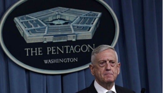 Jim Mattis, secretario de defensa estadounidense. Foto. AFP.