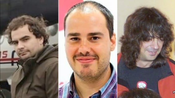 Los periodistas españoles Ángel Sastre, Antonio Pampliega y José Manuel López. Foto: AFP.