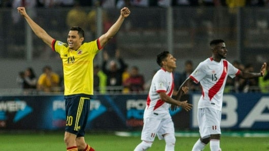 El partido entre Perú y Colombia quedó 1 a 1 y con este resultado Chile quedó fuera del Mundial. Foto: Agencia AFP