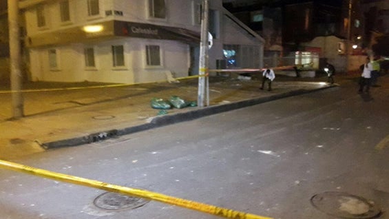 Lugar de la primera explosión: Calle 109 con carrera 45. Foto: Bomberos de Bogotá.