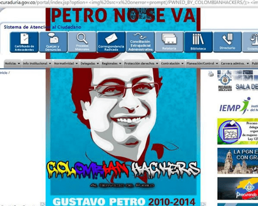 ‘Colombian Hackers’, serían los responsables del ataque. Foto: RCN.