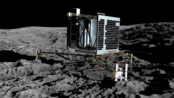 Ilustración de Philae en el lugar donde debía aterrizar. Foto: AFP