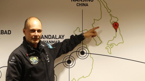 Bertrand Piccard, uno de los dos pilotos del avión solar. Foto: AFP