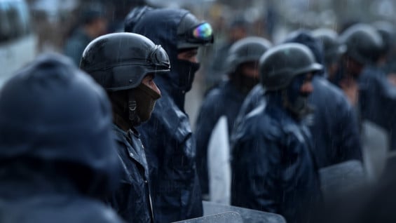 Policías antidisturbios afganos. Foto: AFP
