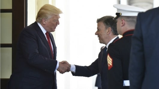 El presidente de Colombia, Juan Manuel Santos, y su homólogo estadounidense Donlad Trump. Foto: Oficial.