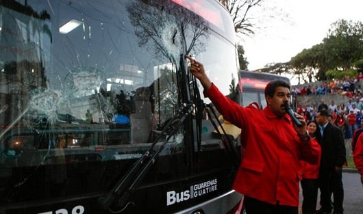 El presidente Maduro durante su reunión con trabajadores del Metro. Foto: AFP