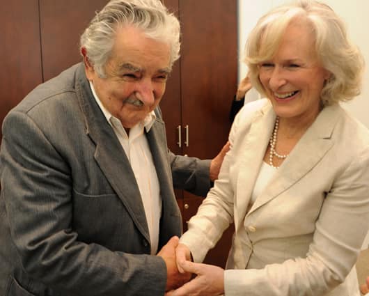 El presidente uruguayo, José Mujica, y la actriz Glenn Close. Foto: oficial