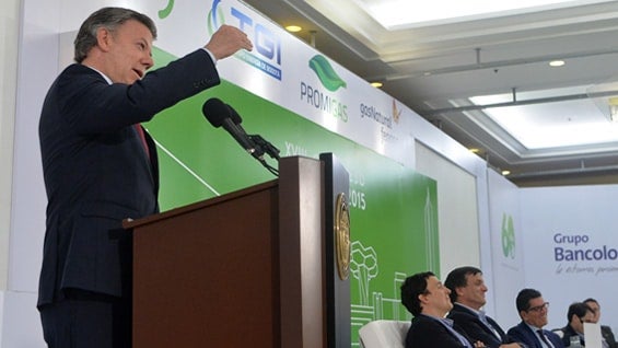 El presidente Juan Manuel Santos durante la instalación del XVIII Congreso de Naturgas. Foto: SIG.