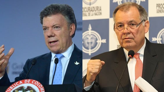 Santos y Ordóñez se han enviado cartas en las que se se acusan y defienden por temas de paz. Foto. NoticiasRCN.com