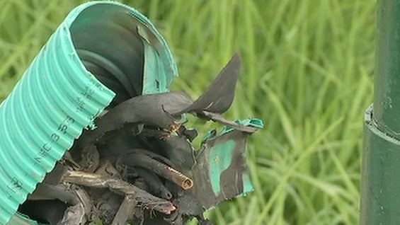 Cable roto que suministra energía para bomber agua de uno de los principales pozos del municipio. Foto: NoticiasRCN.com