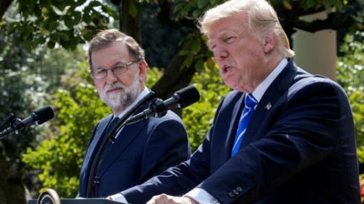 El presidente español, Mariano Rajoy, se reunió con su homólogo estadounidense en Washington. Foto: EFE/Shawn Thew