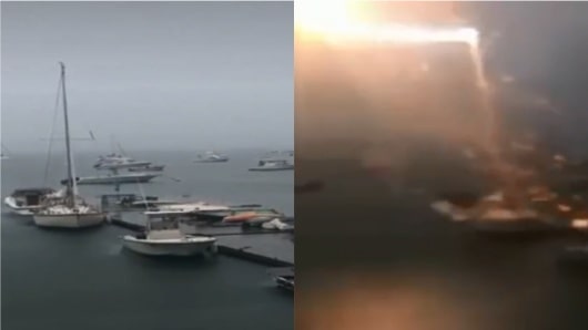 FOTO: Rayo impacta en un velero.