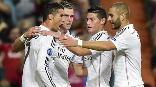 James Rodríguez anotó el cuarto gol en el Bernabéu. Foto: AFP