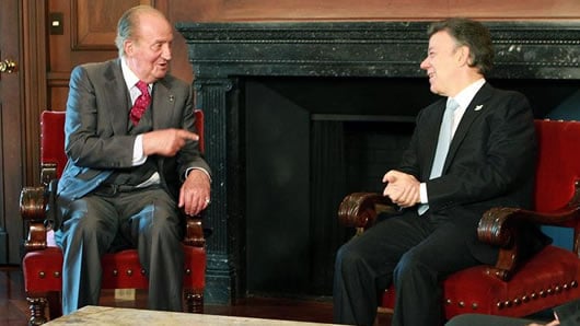 El rey don Juan Carlos y el presidente Santos. Foto: EFE.