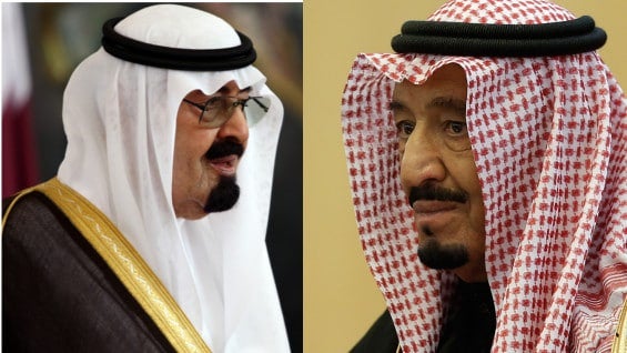 Rey Abdalá y príncipe Salman. Foto: AFP