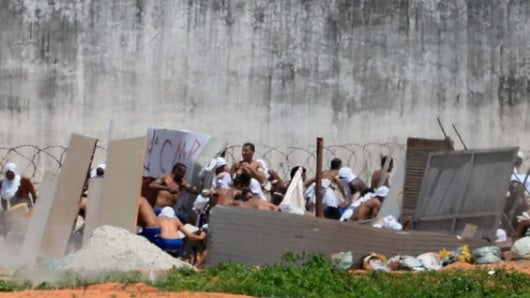 Presos amotinados en Natal. Foto: AFP