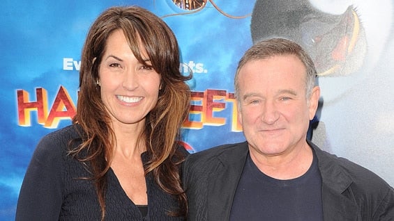 El actor Robin Williams y su esposa Susan Schneider. Foto: AFP.